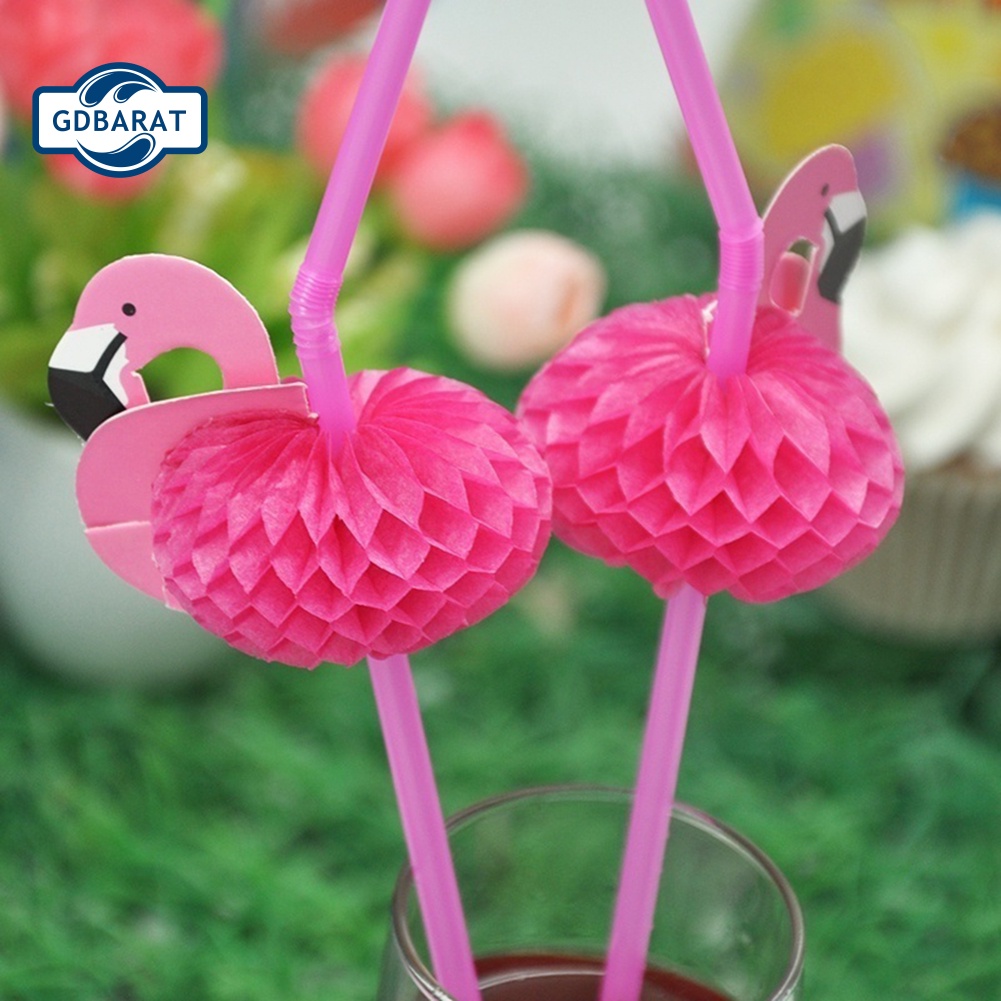 Bộ 50 Ống Hút Uống Cocktail Hình Chim Hồng Hạc