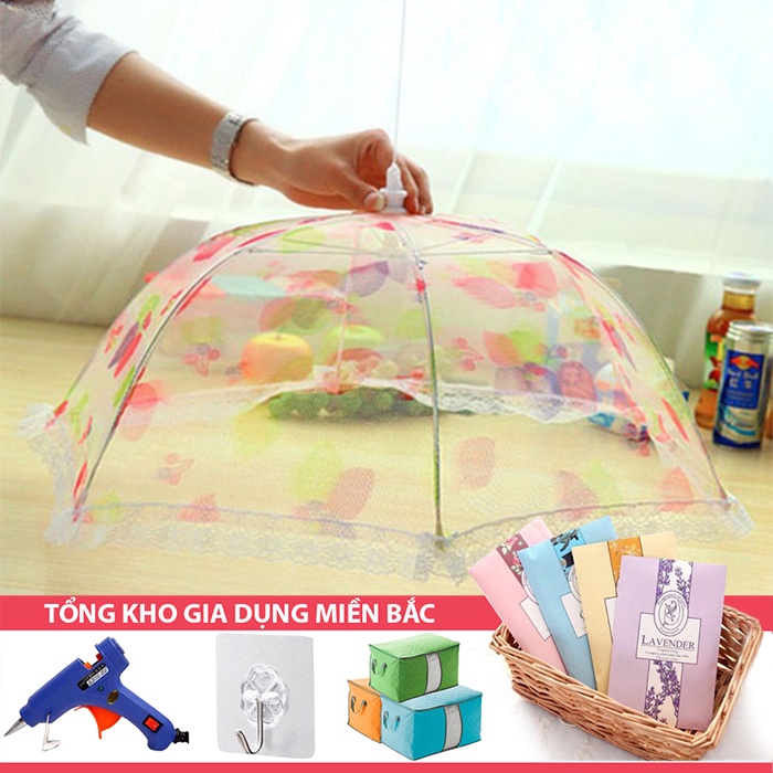 [Tổng Kho Sỉ] Lồng Bàn Đậy Thức Ăn Lưới Chiếc Lá/Bướm 64cm Gấp Gọn Bàn Ăn