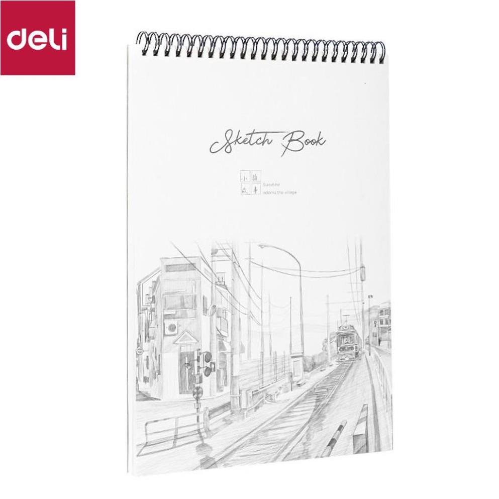 Sổ phác thảo 100gsm 40 trang lò xo kép nhiều kích cỡ Deli - sketchnote - 1 quyển - 73627 / 73628 / 73633 [Deli]