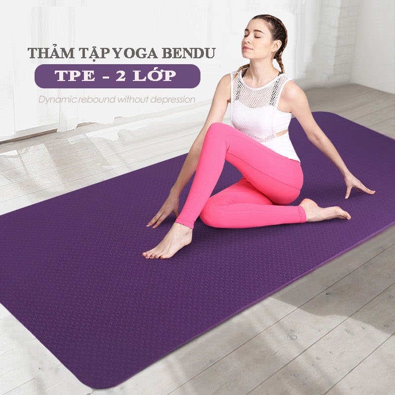 Thảm Yoga kèm túi tiện dụng thảm bendu YG01 loại 8mm màu tím