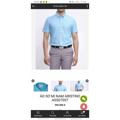 Sơ mi ngắn tay Aristino size 44