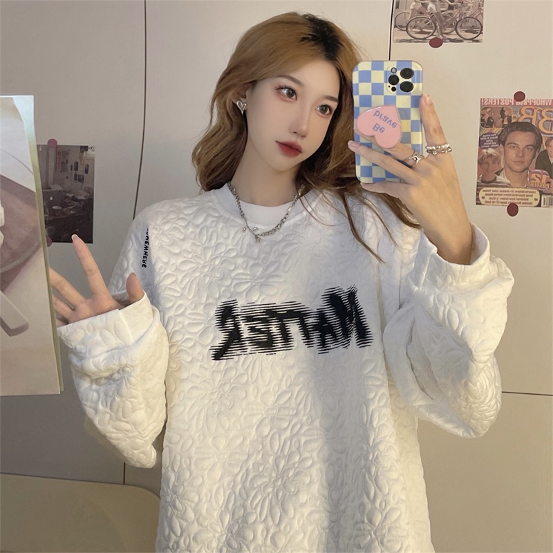 SUXI Áo sweater dáng rộng phong cách mùa thu thanh lịch dành cho nữ