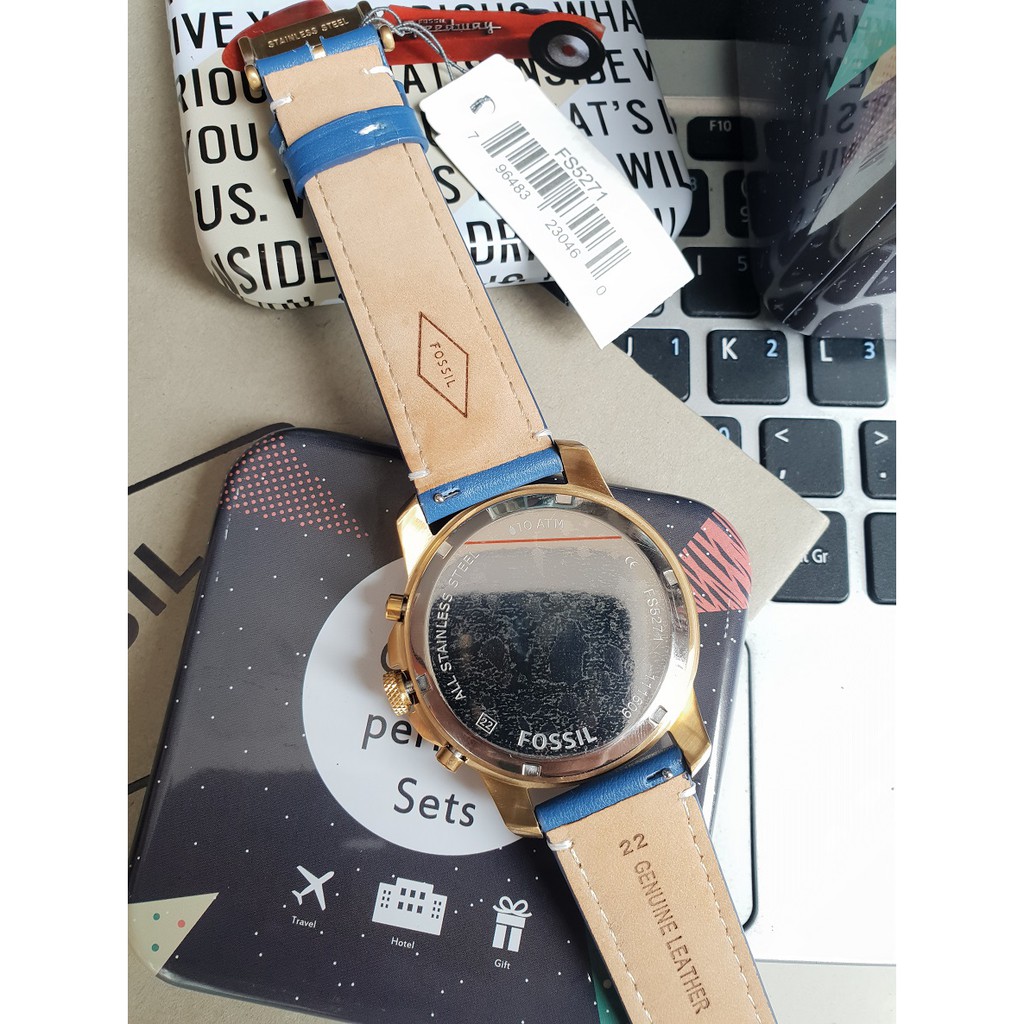 Đồng Hồ Nam Fossil Grant Sport FS5061 FS5271 , Máy Pin , Dây Da Màu Blue , Size 44mm (1993watch)