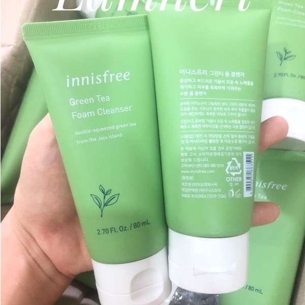 Sữa Rửa Mặt Trà Xanh Innisfree Green tea foam cleanser 80ml - ( Hàng chính hãng)