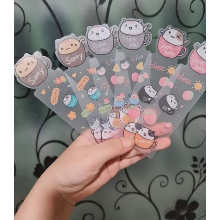 HỘP 6 THẺ ĐÁNH DẤU TRANG SÁCH TRONG SUỐT DÀI 14CM - BOOK MARK (Giao mẫu ngẫu nhiên)
