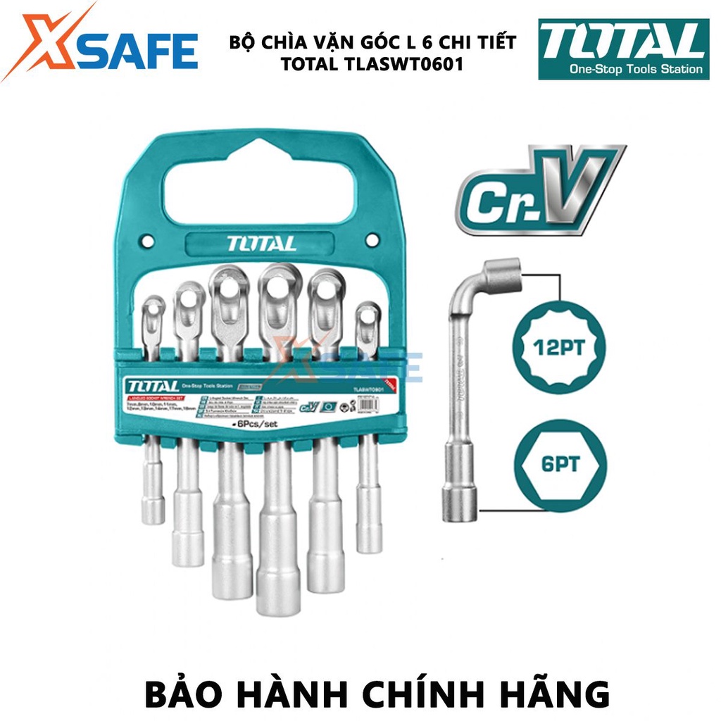 Bộ chìa vặn góc L 6 chi tiết TOTAL TLASWT0601 | bộ 6 cần điếu kích thước 7mm 8mm 10mm 12mm 13mm 14mm chất liệu CR-V