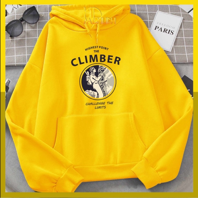 Áo hoodie unisex Climber chất liệu vải nỉ bông