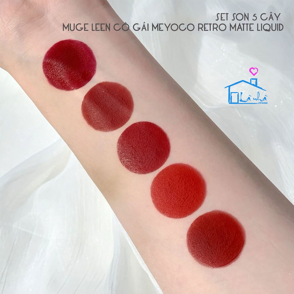 Set Son 5 Cây Muge Leen Cô Gái Meyoco Retro Matte Liquid son kem lì lâu trôi nội địa Trung cao cấp | BigBuy360 - bigbuy360.vn