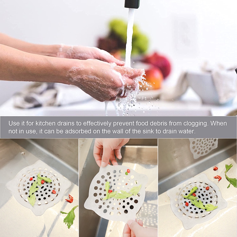 Set 20 Miếng Vải Không Dệt Dán Cống Thoát Nước Sàn Nhà Tắm/Bồn Rửa Chén Chống Tắc Nghẽn Dùng Một Lần