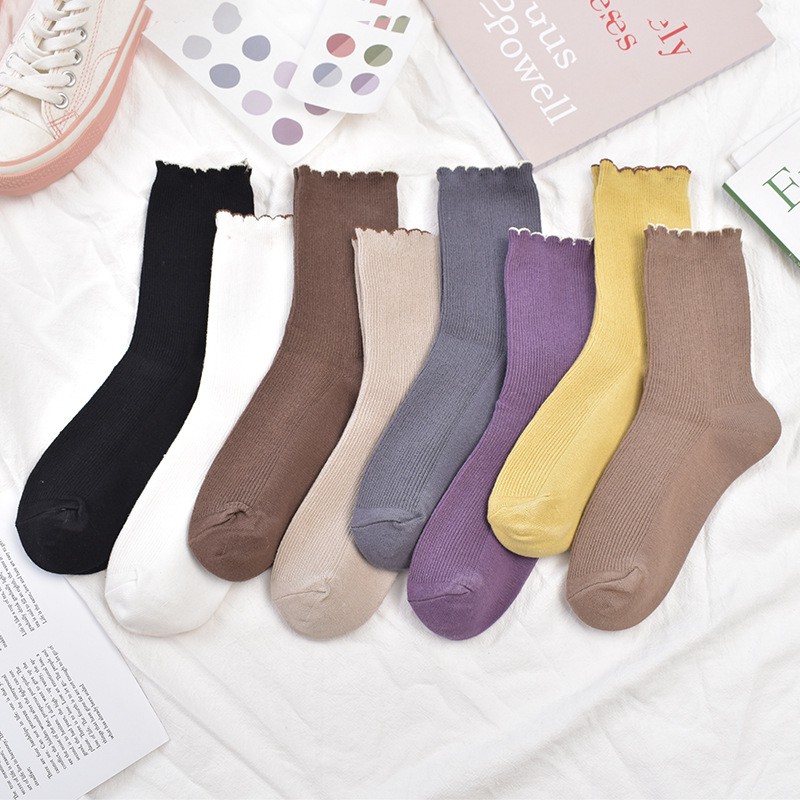 [Mã 153FASHIONSALE1 giảm 10K đơn 50K] Tất Ulzzang Siêu Thoáng Mỏng Mát - Tất nữ nhún cổ cao phong cách vintage hàn quốc