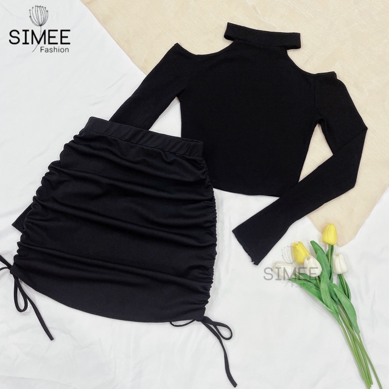 Siêu phẩm ** Set váy rút dây-áo cổ yếm Simee