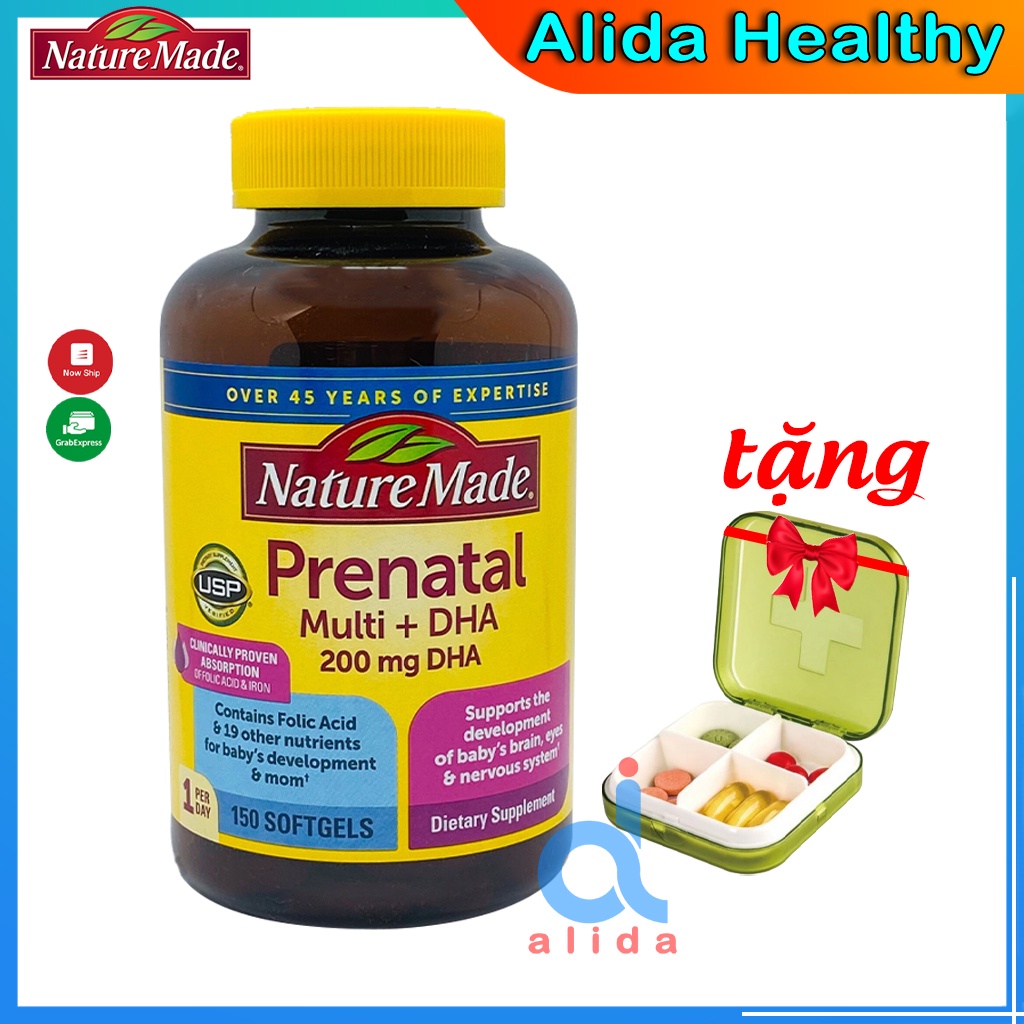 Vitamin Cho Bà Bầu Nature Made Prenatal Multi DHA 200mg 150 viên của Mỹ - Vitamin tổng hợp cho bà bầu
