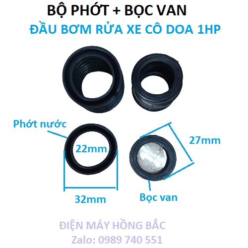 Bộ 9 phớt nước và 6 lót van một chiều  của máy rửa xe chạy dây cudoa  - đầu bơm chạy động cơ 1.1- 3 kw