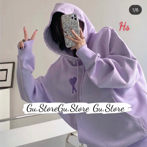 Áo hoodie in trái tim, Áo nỉ hoodie tay bồng dài Gu Store