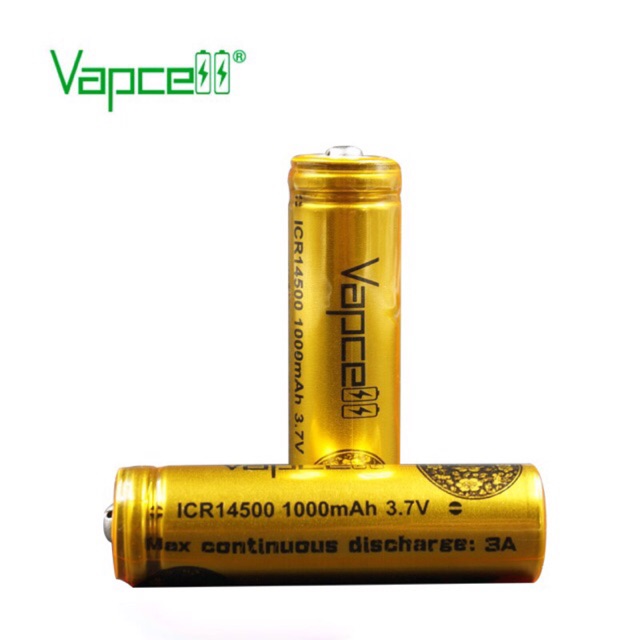 Vapcell ICR14500 1000mah 3.7V. Pin sạc Vapcell​Màu vàng 14500​