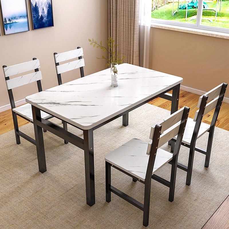 bàn ăn ghế kết hợp hình chữ nhật hiện đại tối giản cho thuê phòng chung cư nhỏ gia đình nhiều người