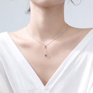 Dây Chuyền Nữ Bạc Ý S925 Trăng Sao Xanh Thả Kiểu Hàn Quốc Sale Giá Cực Rẻ