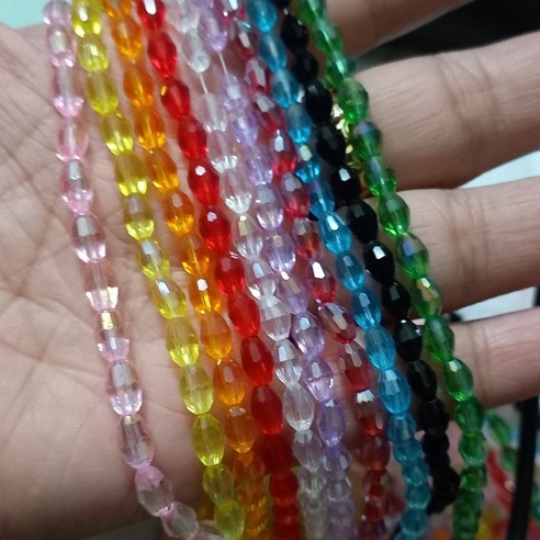 1 Dây Pha Lê đá hình hạt lúa 4x6mm làm vòng tay, DIY