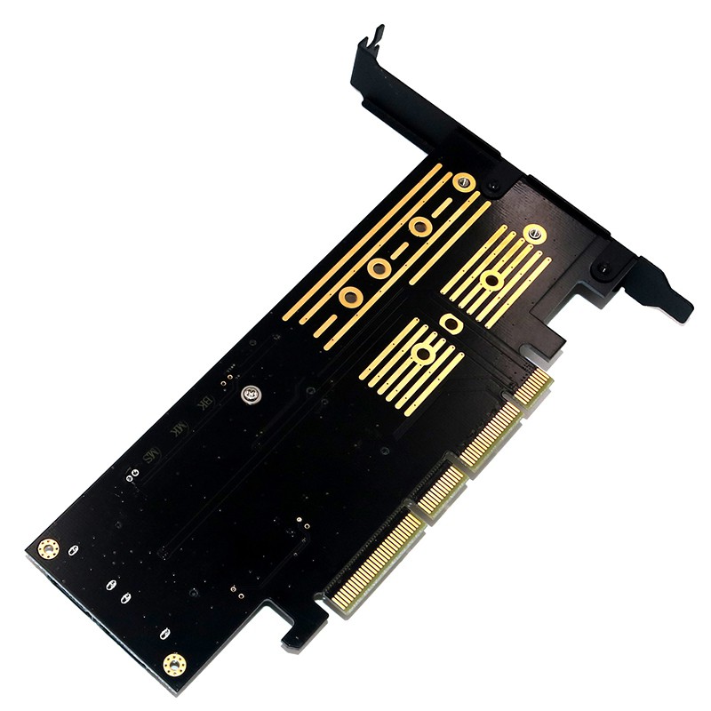 Upgrade Version 3 in 1 Msata and M.2 NGFF NVME SATA SSD to PCI-E 4X and SATA3 Adapter with Cooling Heat Heatsink Gold
