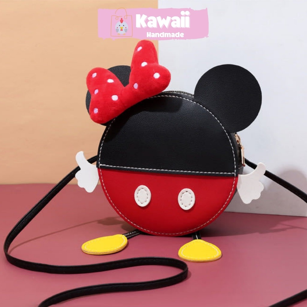 Túi tự đan handmade Mickey đầy đủ phụ kiện, có video hướng dẫn Kawaii_Handmade