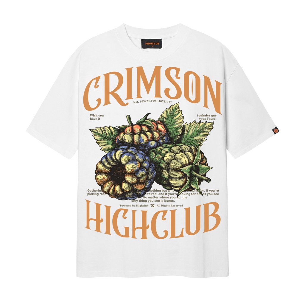 Áo Thun CRIMSON Tay Lỡ Unisex Nam/Nữ màu Trắng/Đen Cổ Tròn - HIGHCLUB Brand Chính Hãng
