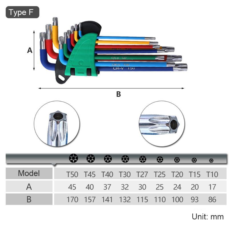 Bộ 9 Tuốc Nơ Vít Lục Giác Hình Chữ L