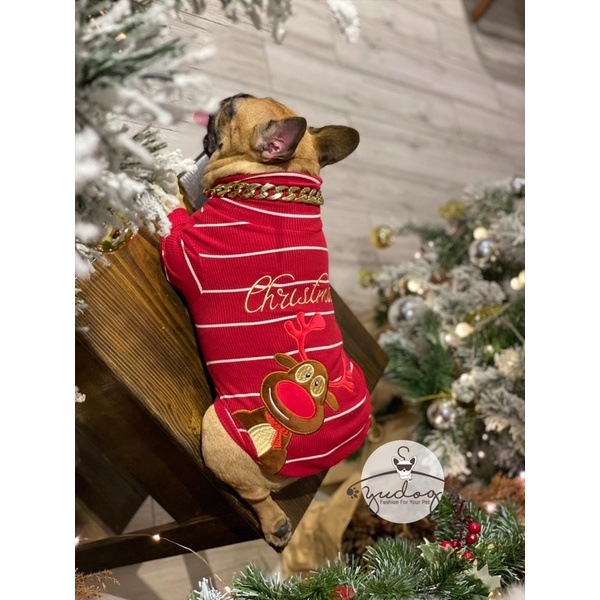 Áo cổ lọ Noel tuần lộc mặc cho chó mèo yudog