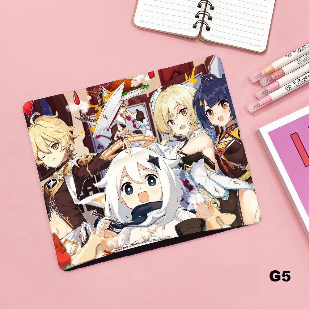 Miếng di chuột in hình GAME GENSHIN IMPACT chibi anime khổ 21x24x3 bo viền