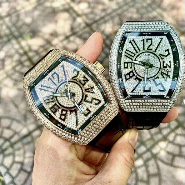 Đồng Hồ Nam Đeo Tay Franck Muller, Đồng Hồ Nam Đẹp Mặt Vuông Đính Đá Cao Cấp FullBox Chống Nước