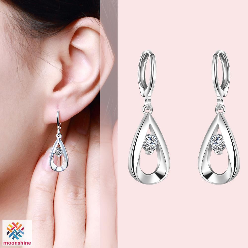 ❤PG❤ Crazy Drop Dangle Earring Fashion Jewelry 925 Sterling Silver Crystal Inlaid Stone Earrings For Women