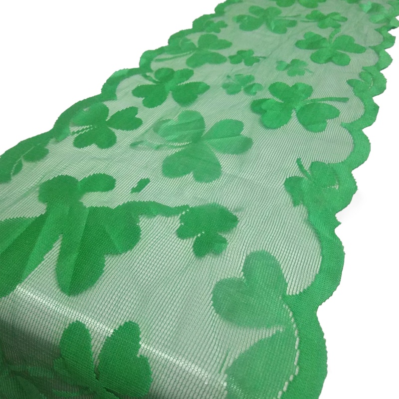 Khăn Trải Bàn Thêu Họa Tiết Cỏ Ba Lá Shamrock Màu Xanh Lá Dùng Trong Ngày Thánh Patrick