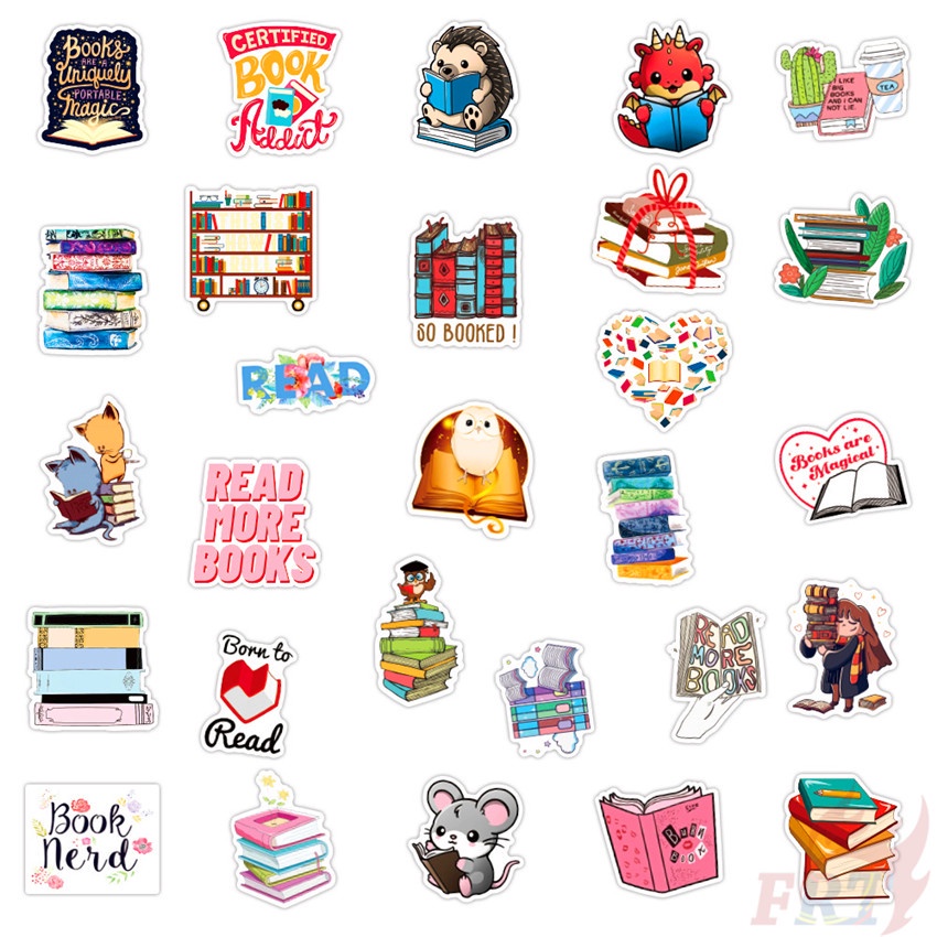 ❉ Sticker Dán Trang Trí Sách Vở I Love Reading Series 02 ❉ Bộ 50 Miếng Dán Trang Trí Thời Trang