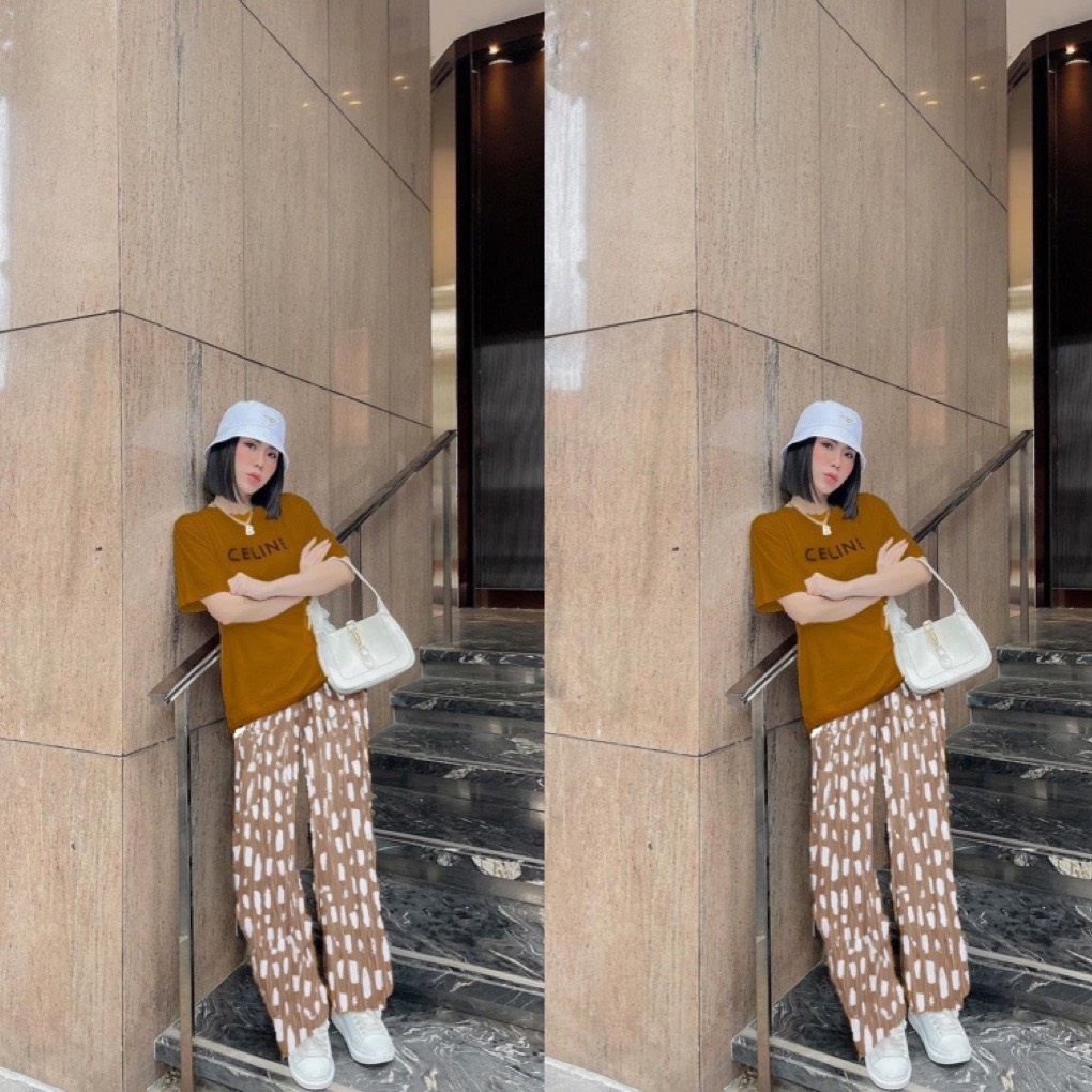 SET ÁO THUN + QUẦN DẬP LY BEO HÀNG NHẬP Ꮯɦấȶ Ꮮɨệʊ: thun + lụa dập ly. Có 2 màu. Size dưới 55kg vừa