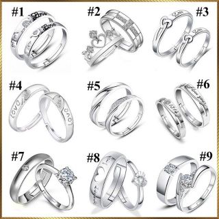 Nhẫn đôi, nhẫn cặp bạch kim đính đá Hàn Quốc