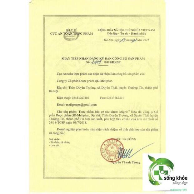 MIGRIN giảm đau nửa đầu [Chính Hãng] - giúp giảm đau nửa đầu và thiếu máu não mãn tính