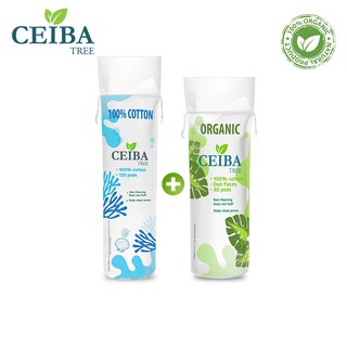 Combo 2 bông tẩy trang Organic Ceiba (80 pads x1, 120 pads x1)