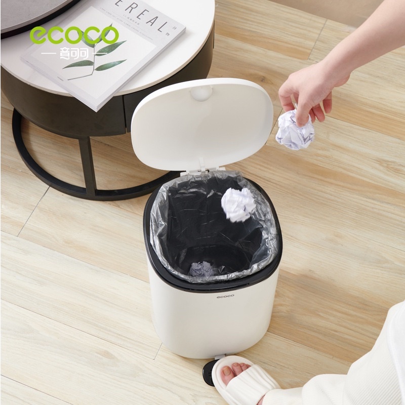 Thùng rác đạp chân thông minh 11L ECOCO nắp kín, chống mùi, 2 chế độ mở hiện đại 2228