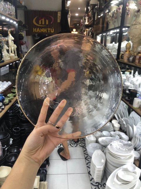 Đĩa Thuỷ Tinh  chịu nhiệt cao cấp, vàng 18k