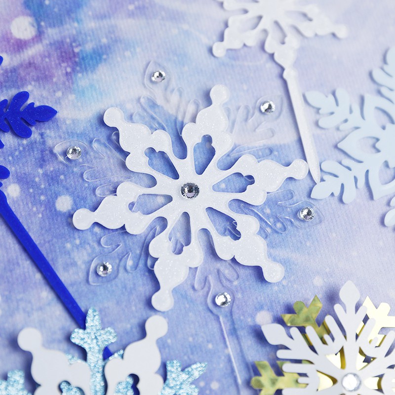 Set 10 Phụ Kiện Trang Trí Bánh Kem Hình Bông Tuyết Bằng Acrylic