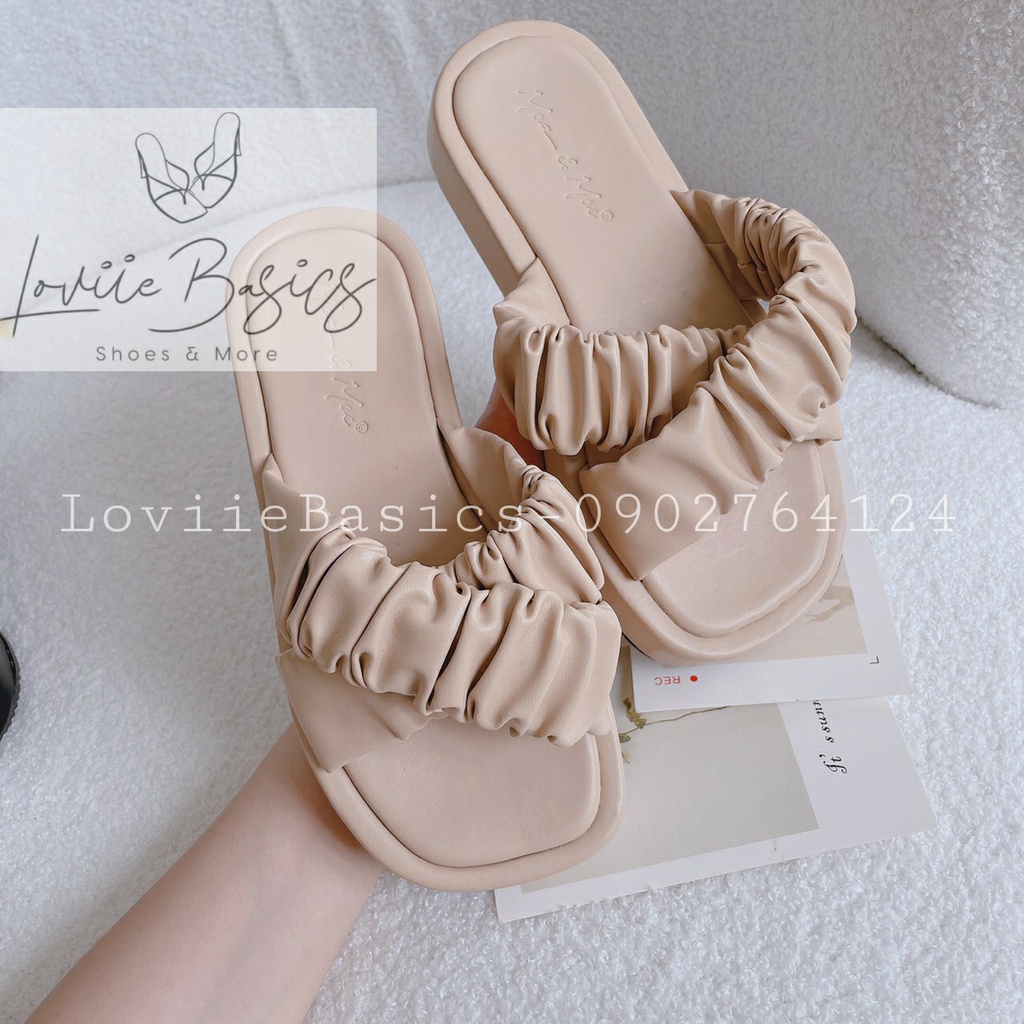 DÉP LÊ LOVIIE BASICS - GUỐC THỜI TRANG QUAI NGANG NHÚNG - DÉP NỮ ĐẾ XUỒNG 3 PHÂN D220403 D220420