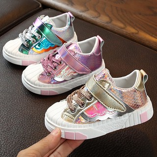 New arrival kids bright colorful PU velcro flat sneaker