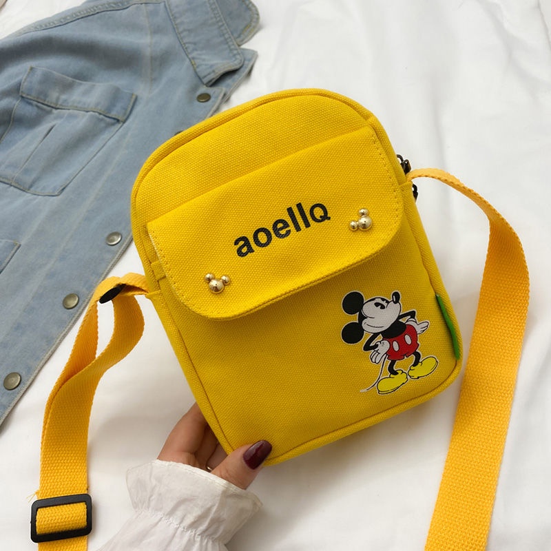 Túi Đeo Chéo canvas Họa Tiết Chuột Mickey Dễ Thương Phong Cách Harajuku 2021 Dành Cho Nữ