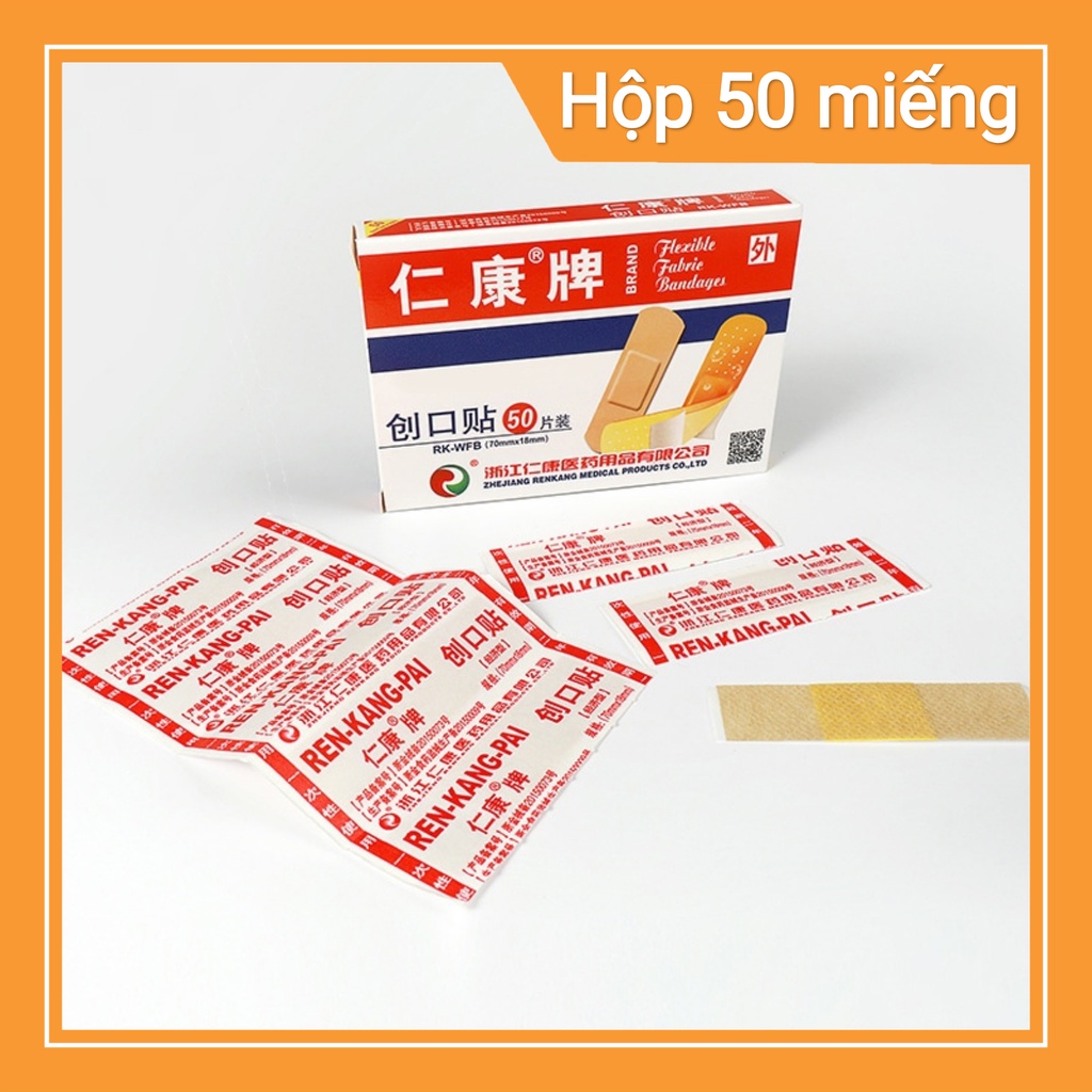 Hộp 50 băng cá nhân urgo, băng y tế dán vết thương