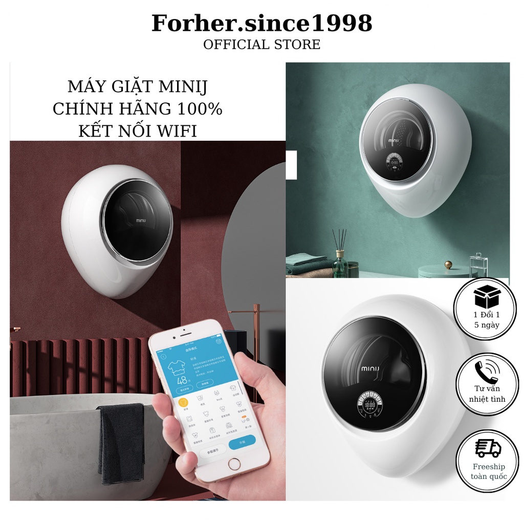 Máy giặt treo tường MINIJ thông minh, G1-ZB, kết nối wifi, hàng chính hãng, gia dụng Forher.since1998