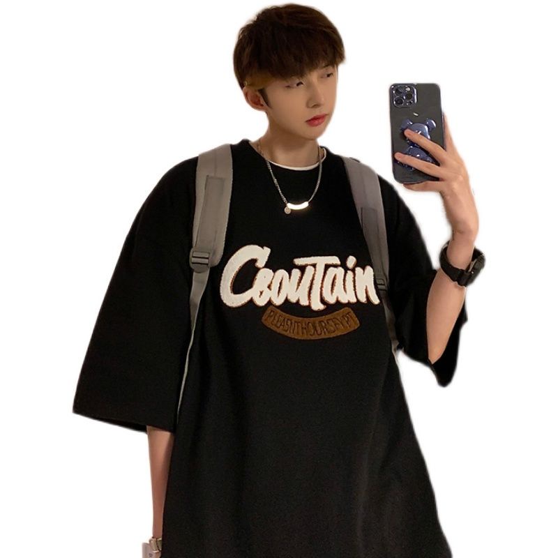 Áo Thun Cotton Tay Ngắn Dáng Rộng In Chữ Thời Trang Mùa Hè Cho Nam