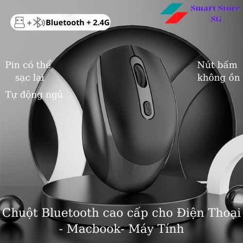 Chuột Không Dây M107, Kết Nối Bluetooth 5.1 Hoặc Đầu Thu 2.4Ghz Yên Tỉnh, Pin Có Thể Sạc Lại