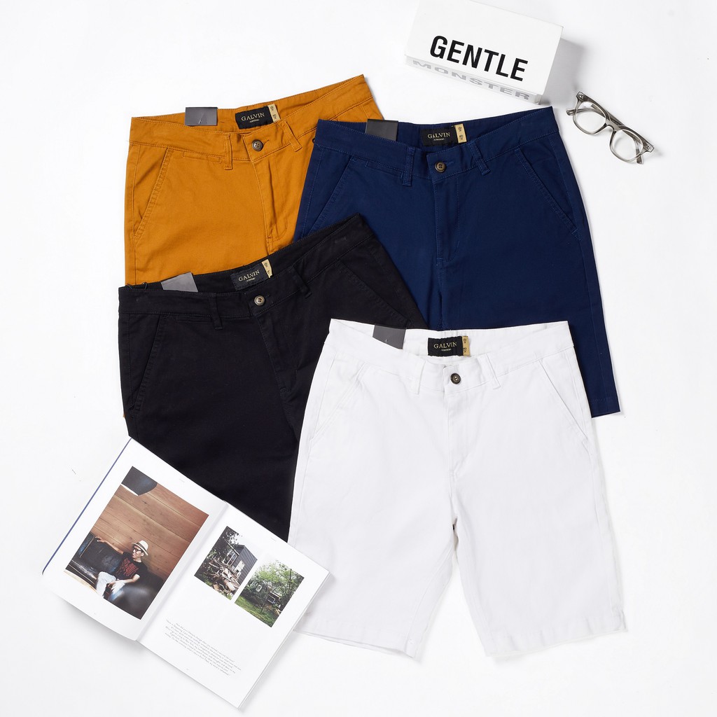 Quần short nam Galvin chất cotton kaki co giãn phối cạp màu form đẹp QSGV24 - Leo Vatino