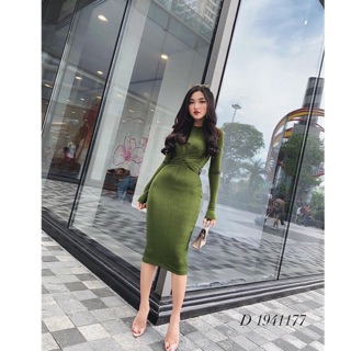 Váy body nhũ dáng dài xoắn eo MSTD10