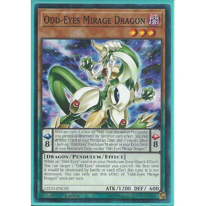 Lá bài thẻ bài Yugioh LEDD-ENC05 Odd-Eyes Mirage Dragon