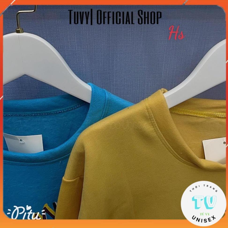 Áo nỉ nam nữ unisex TUVYSHOP Áo Sweater in khủng long Bom trần bông dày ấm 2 màu vàng xanh